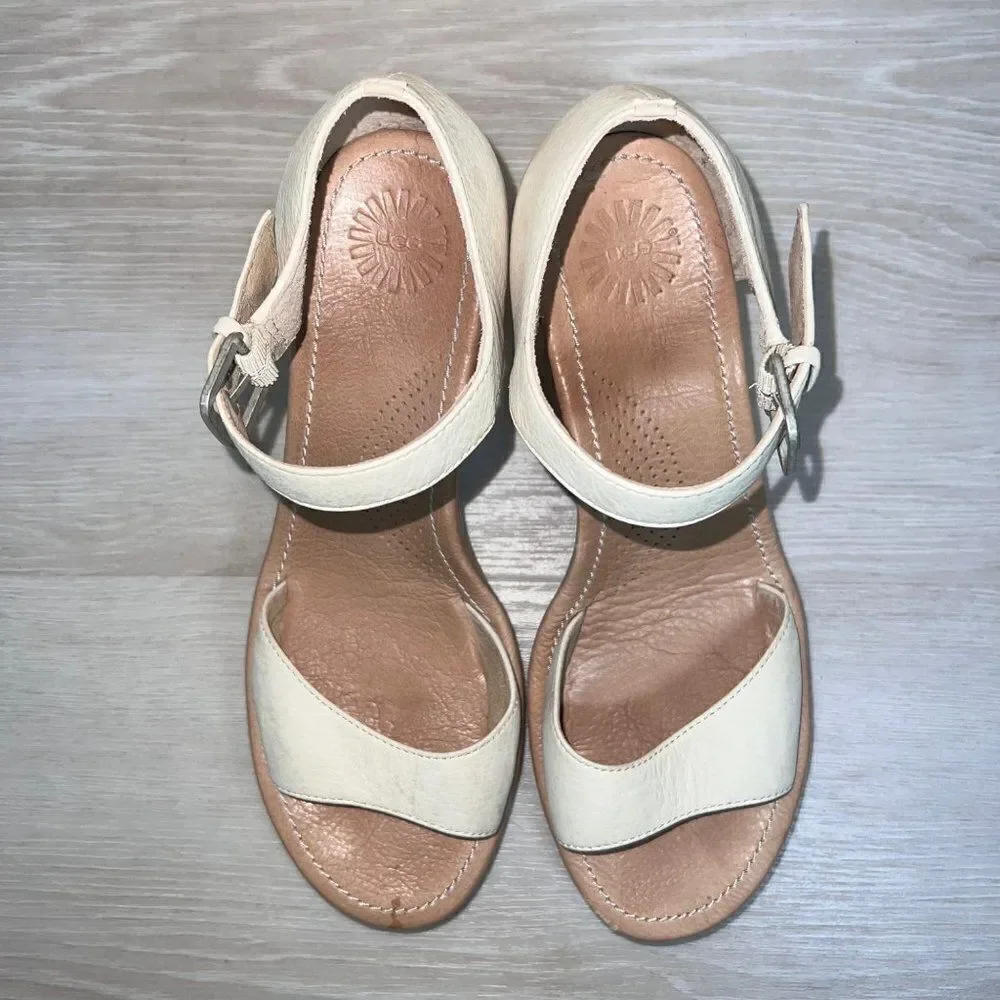 UGG Australia‎ Atasha Wedge Cream Nubuck 1003405 Women's 9